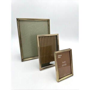 Lot 3 Vintage Brass Gold Tone Frames 5x7, I8x10 And 3.5x2.5